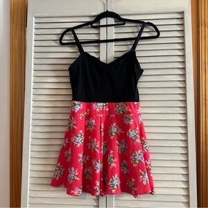 Love, Fire Black and Red Floral Romper